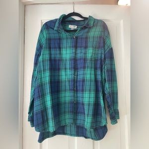 Relaxed Fit Plus Size Flannel Shirt